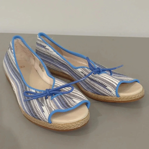 UGG Marleigh Serape Canvas Open Toe Flats Genuine Lamb Fur Lined size 11 - Picture 9 of 9